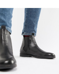 H By Hudson Wide Fit Atherston Chelsea Boots In Black Leather