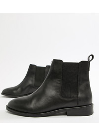 ASOS DESIGN Wide Fit Aura Leather Chelsea Ankle Boots Leather