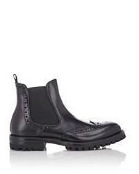 Barneys New York Wingtip Chelsea Boots Black