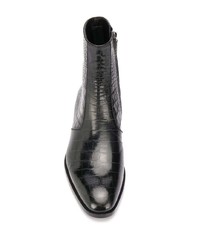 Saint Laurent Wyatt Crocodile Embossed Boots