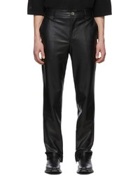 Song For The Mute Black Faux Leather Zip Up Cigarette Trousers