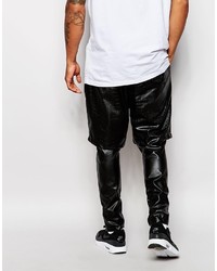 Asos Brand Super Skinny Meggings In Faux Leather