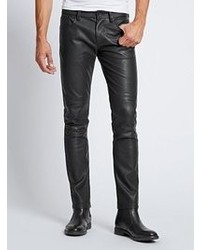 GUESS Slim Tapered Faux Leather Moto Pants