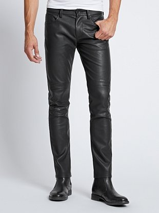 black leather moto pants