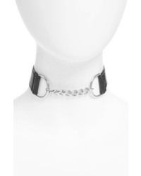 Topshop Chain Faux Leather Buckle Choker