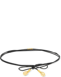 Elizabeth and James Dotti Leather And Gold Plated Choker Black