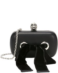 Alexander McQueen Black Leather Skull Clasp Bow Detail Convertible Clutch