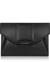Givenchy Antigona Envelope Clutch In Black Leather With Embossed Detail