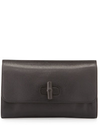 Gucci Bamboo Daily Leather Clutch Bag Black