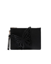 Sophia Webster Black Flossy Butterfly Leather Clutch Bag