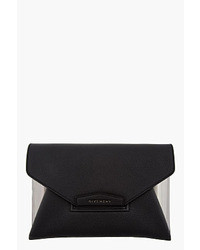 Givenchy Black Kenyan Leather Metal Trimmed Antigona Envelope Clutch