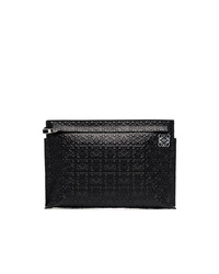 Loewe Black Leather Logo Embossed Pouch