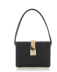 Dolce & Gabbana Black Lizard Embossed Calf Leather Box Bag