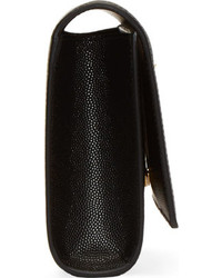 Saint Laurent Black Pebbled Leather Monogrammed Clutch