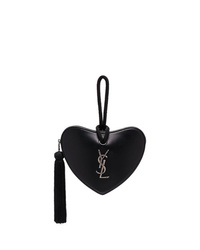 Saint Laurent Black Tassel Detail Heart Shaped Leather Clutch Bag