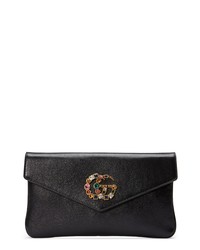 Gucci Broadway Crystal Gg Leather Envelope Clutch