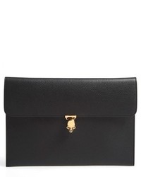 Alexander McQueen Calfskin Leather Envelope Clutch Black
