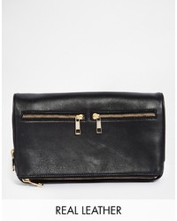 Asos Collection Premium Leather Multi Compartt Clutch Bag