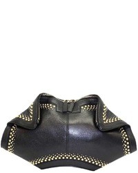 Alexander McQueen De Manta Black Leather And Studded Clutch