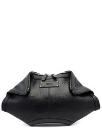 Alexander McQueen De Manta Black Leather Clutch