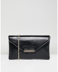 ASOS DESIGN Envelope Clutch Bag With Chain Detail And Detachable Strap