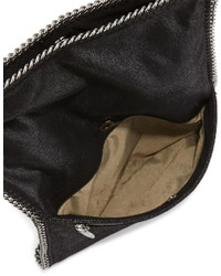 Stella McCartney Falabella Fold Over Evening Clutch Bag Black