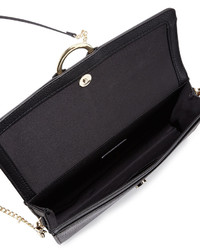 Neiman Marcus Faux Leather Ring Clutch Bag Black