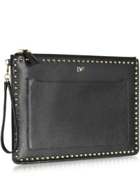 Diane von Furstenberg Glam Studded Leather Zip Pouch