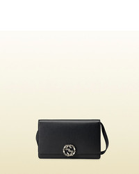 Gucci Broadway Leather Evening Bag With Crystal Detail