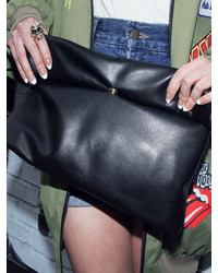 Choies Hand Made Soft Hemming Clutch Bag In Black