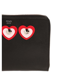 Fendi Hearts Appliqus Leather Pouch