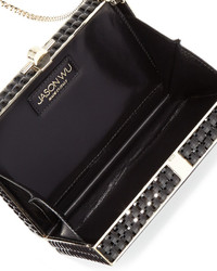 Jason Wu Karlie Crystal Leather Box Clutch Bag Black