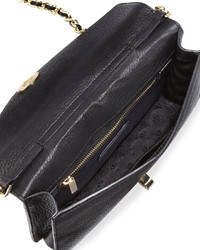 Tory Burch Kira Leather Envelope Clutch Bag Black