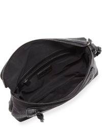 Neiman Marcus Knotted Zip Top Clutch Bag Black