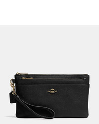 Coach Large Wristlet With Pop Up Pouch In Embossed Textured Leather