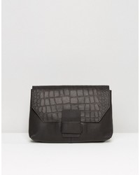 Asos Leather Croc Slot Through Clutch Bag