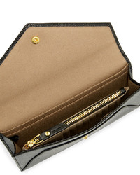 Neiman Marcus Leather Envelope Clutch Bag Black