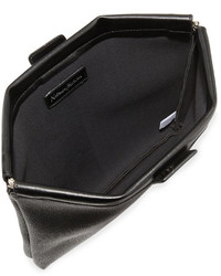 Neiman Marcus Leather Hinge Clutch Bag Black