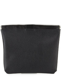 Neiman Marcus Leather Hinge Clutch Bag Black