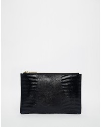 Whistles Leather Small Clutch In Faux Lizard