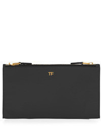 Tom Ford Leather Tf Double Zip Pouch Black