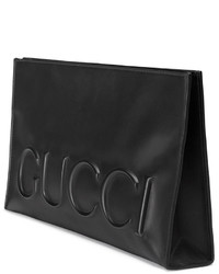 Gucci Linea Large Embossed Clutch Bag Black