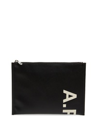 A.P.C. Logo Faux Leather Zip Pouch