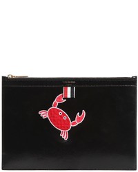Thom Browne Medium Crab Patch Brushed Leather Pouch