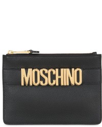 Moschino Logo Lettering Leather Pouch