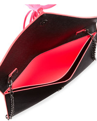 Neiman Marcus Neon Contrast Envelope Clutch Bag Black