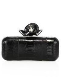 Jimmy Choo Ostrich Leather Orchid Clasp Clutch