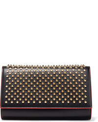 Christian Louboutin Paloma Spiked Leather Clutch Black