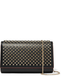 Christian Louboutin Paloma Spiked Leather Clutch Black