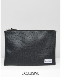 Hype Pouch In Faux Ostrich Leather